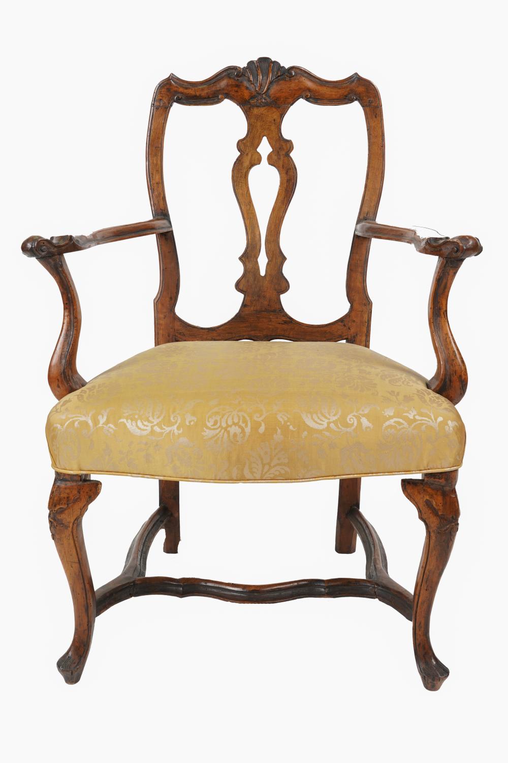 CONTINENTAL BAROQUE WALNUT ARMCHAIRwith