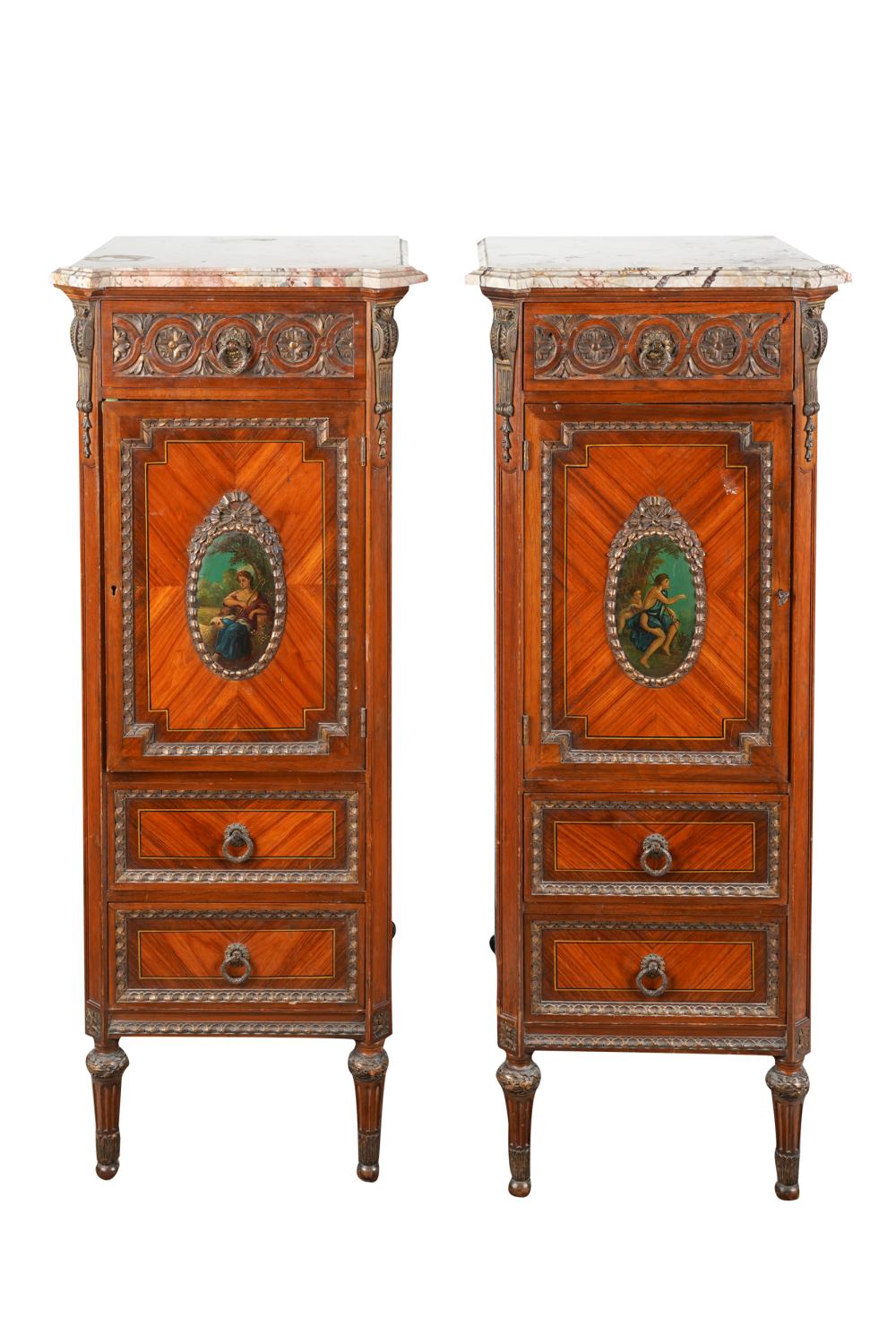 PAIR OF NARROW FRENCH MARBLE TOP 33318c