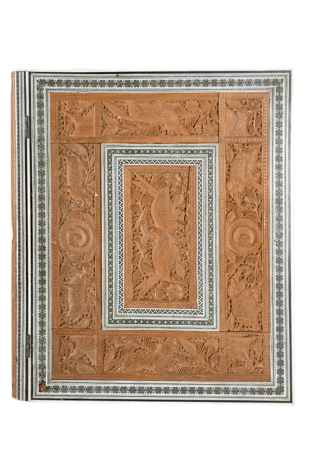 INDIAN WOOD CARVED INLAID MANUSCRIPT 333246