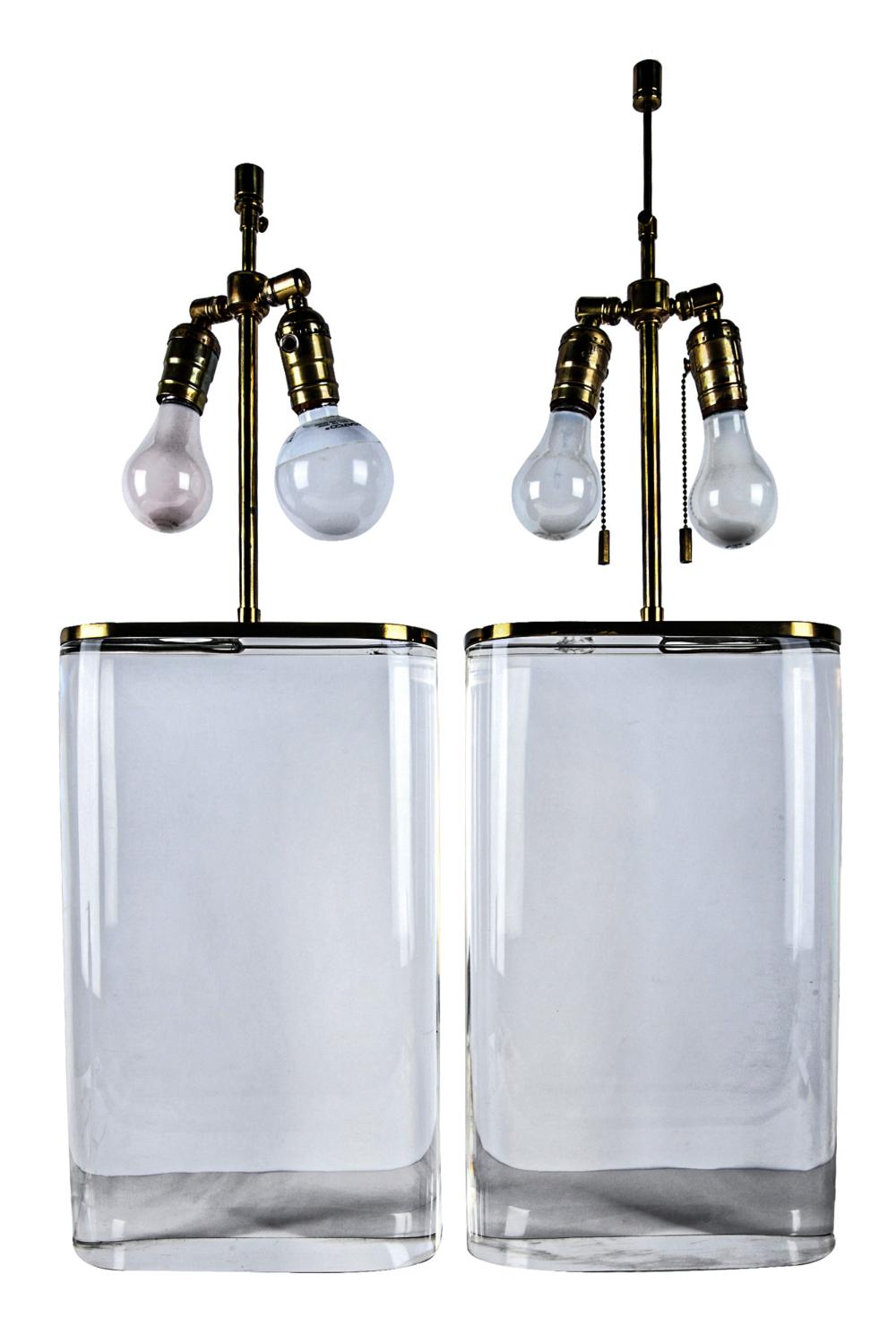 PAIR OF BRASS ACRYLIC TABLE LAMPSCondition  33325f