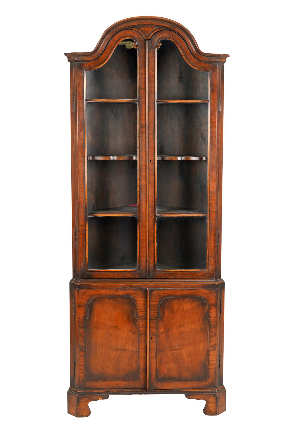 GEORGIAN STYLE WALNUT CORNER CABINETcomprising