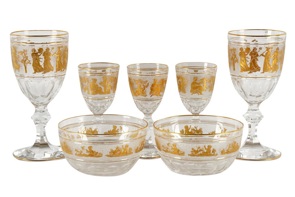 LOT OF GILT DECORATED CRYSTAL STEMWAREcomprising: