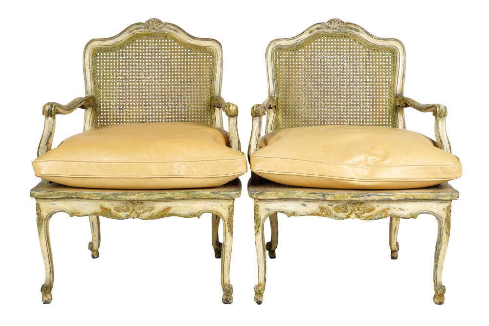 PAIR OF FRENCH CANE BACK FAUTEUILSeach 3332e3