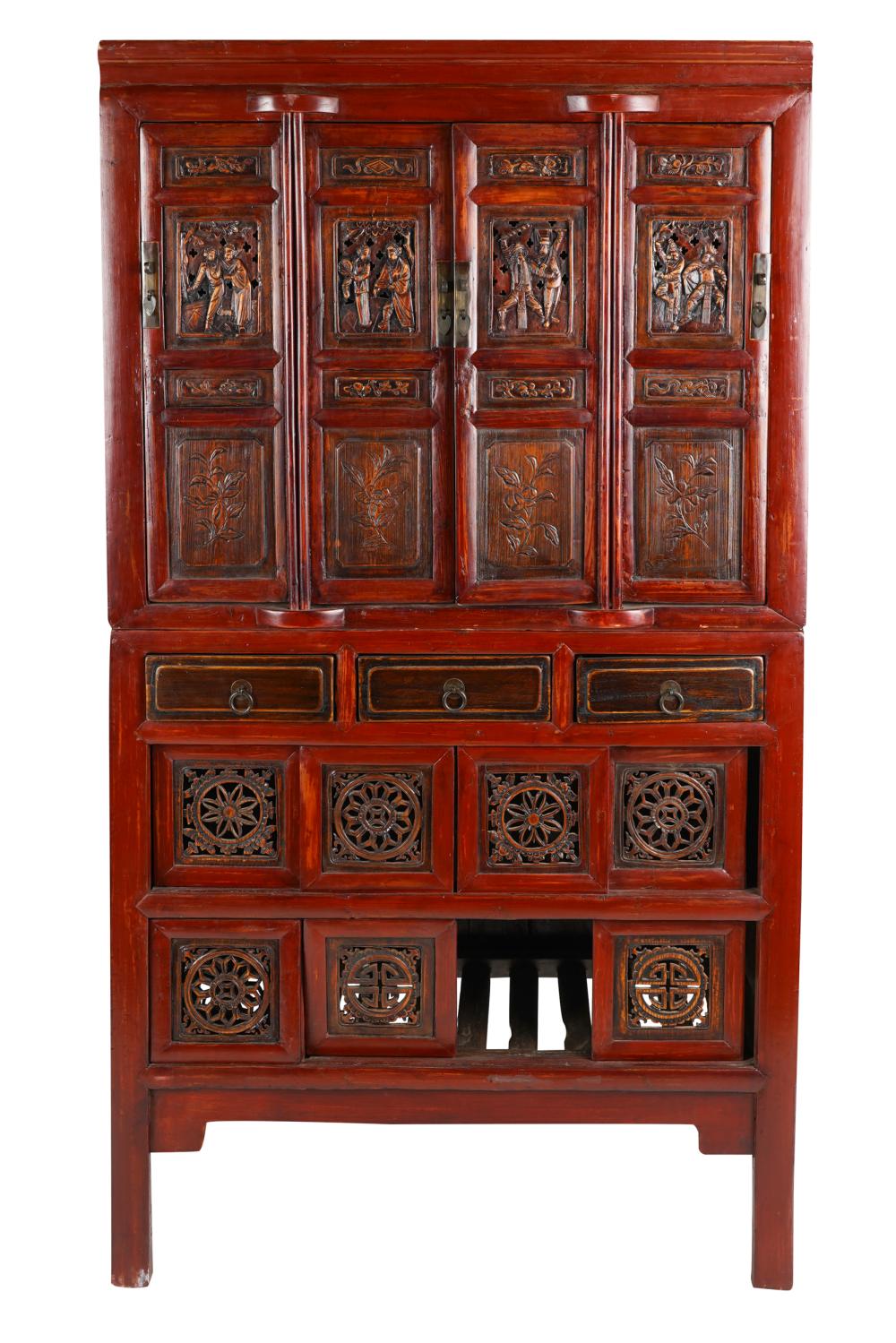 CHINESE RED LACQUERED CABINETin