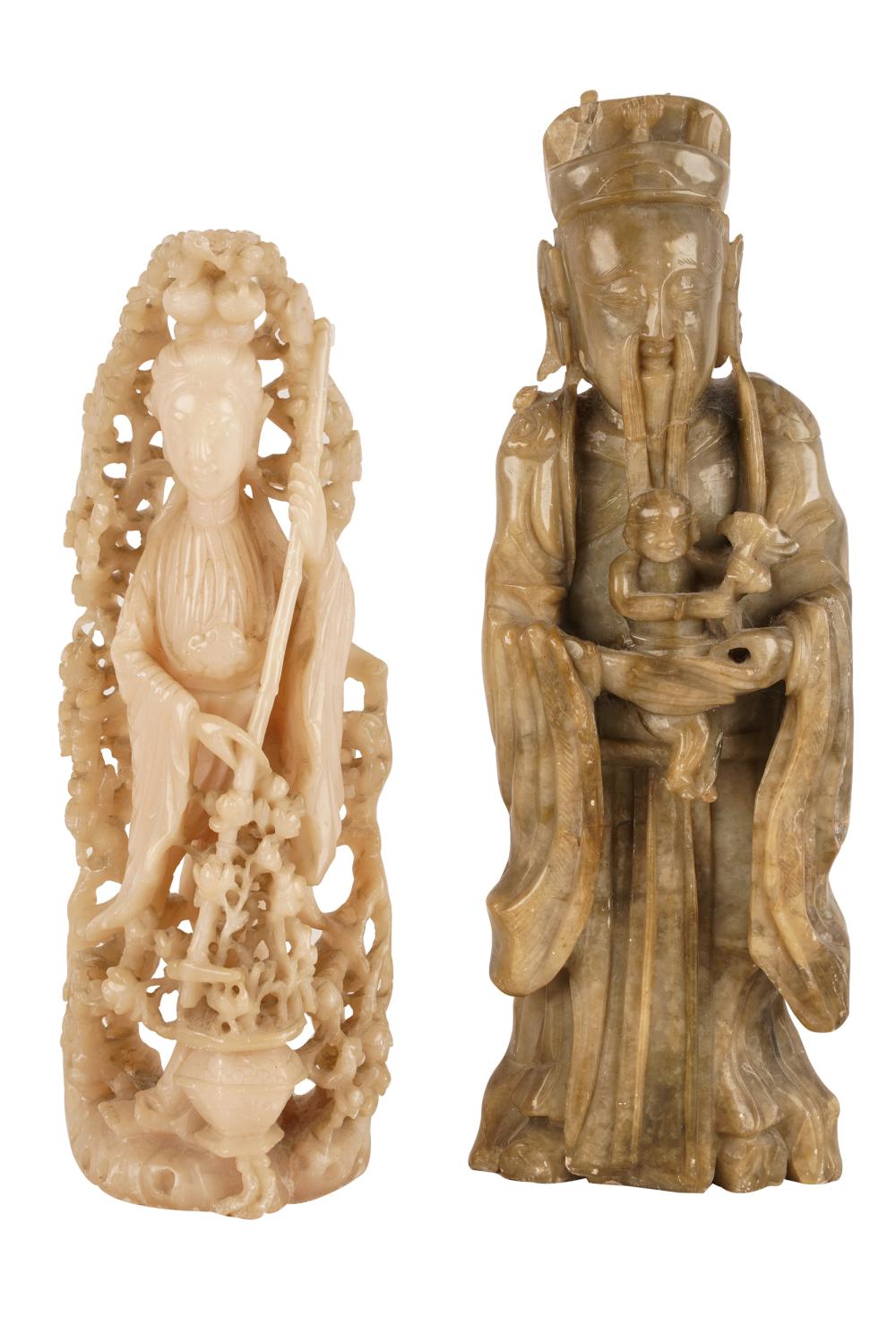 TWO ASIAN SOAPSTONE FIGURAL CARVINGSof 33330a