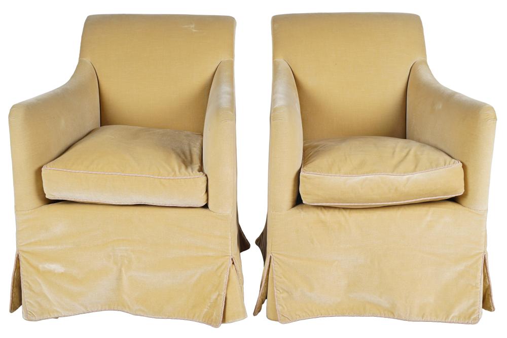 PAIR OF YELLOW UPHOLSTERED CLUB