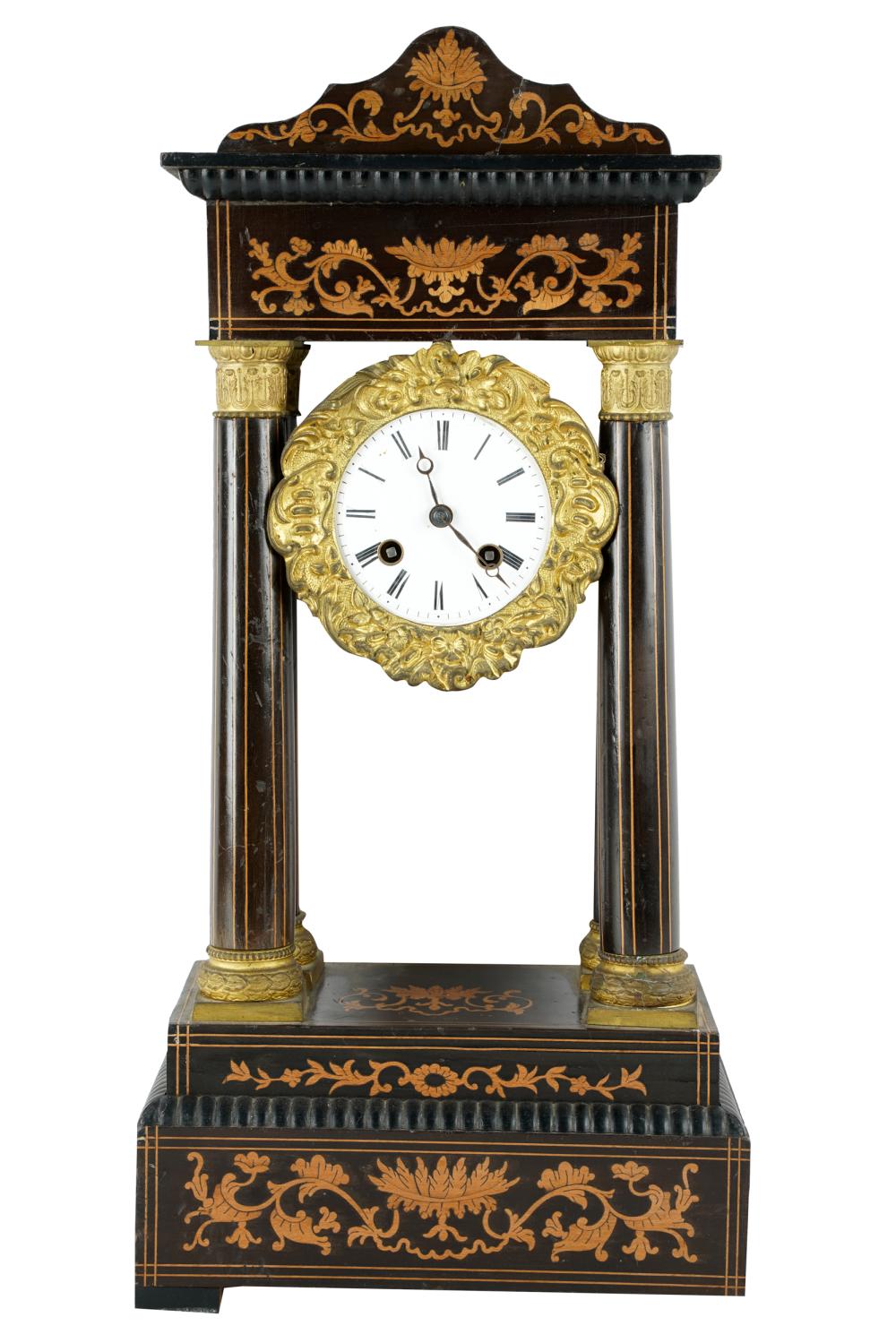 MARQUETRY-INLAID MANTEL CLOCKunsigned;