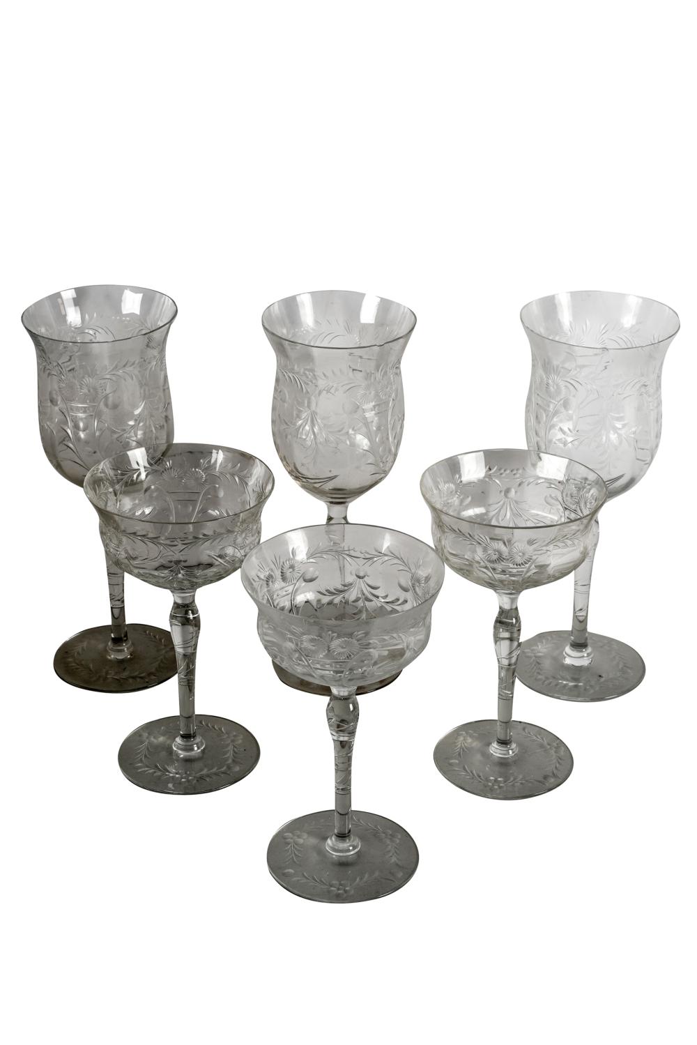 COLLECTION OF PRESSED GLASS STEMWAREunsigned,