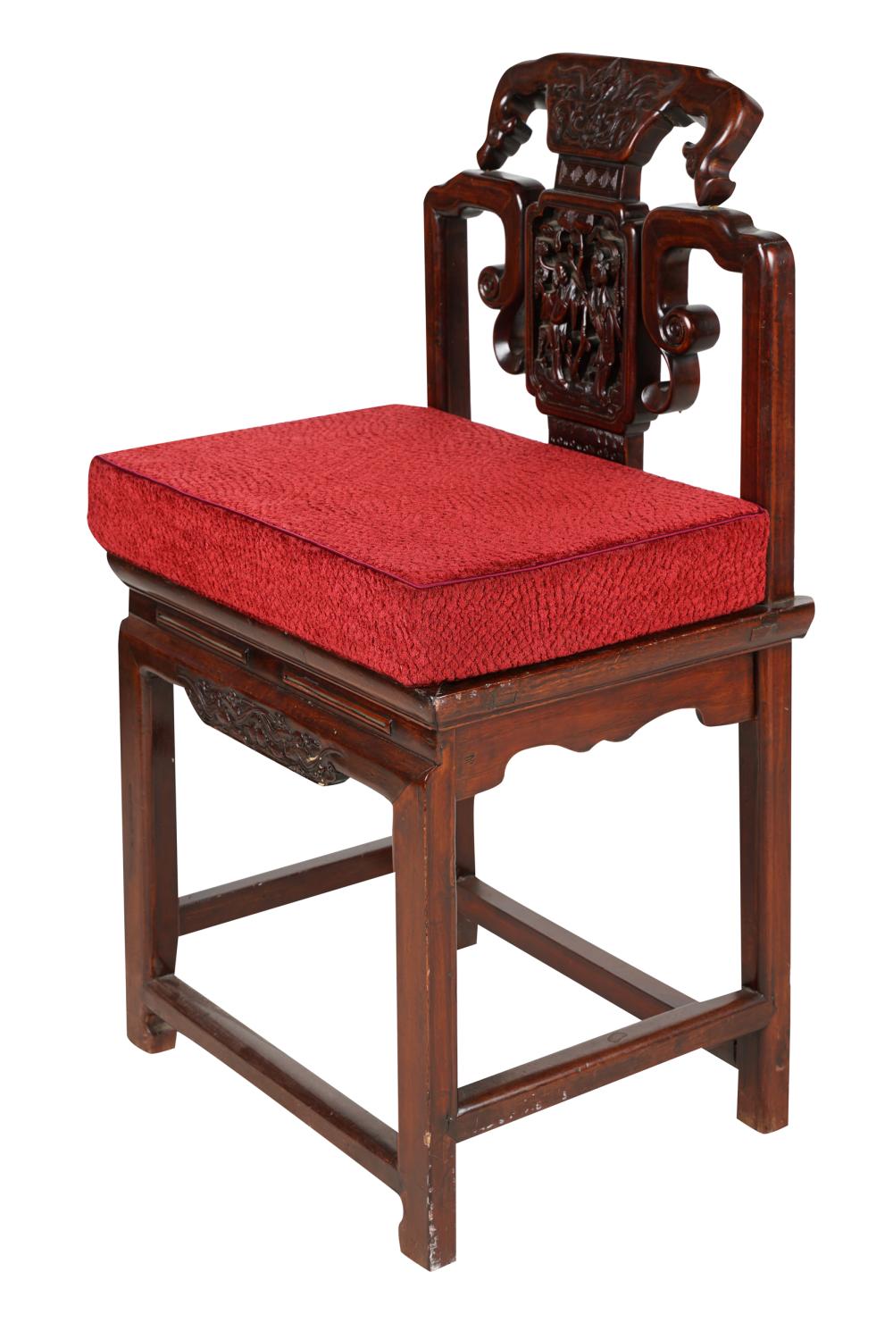 CHINESE CARVED HARDWOOD SIDE CHAIRcarved 33342a