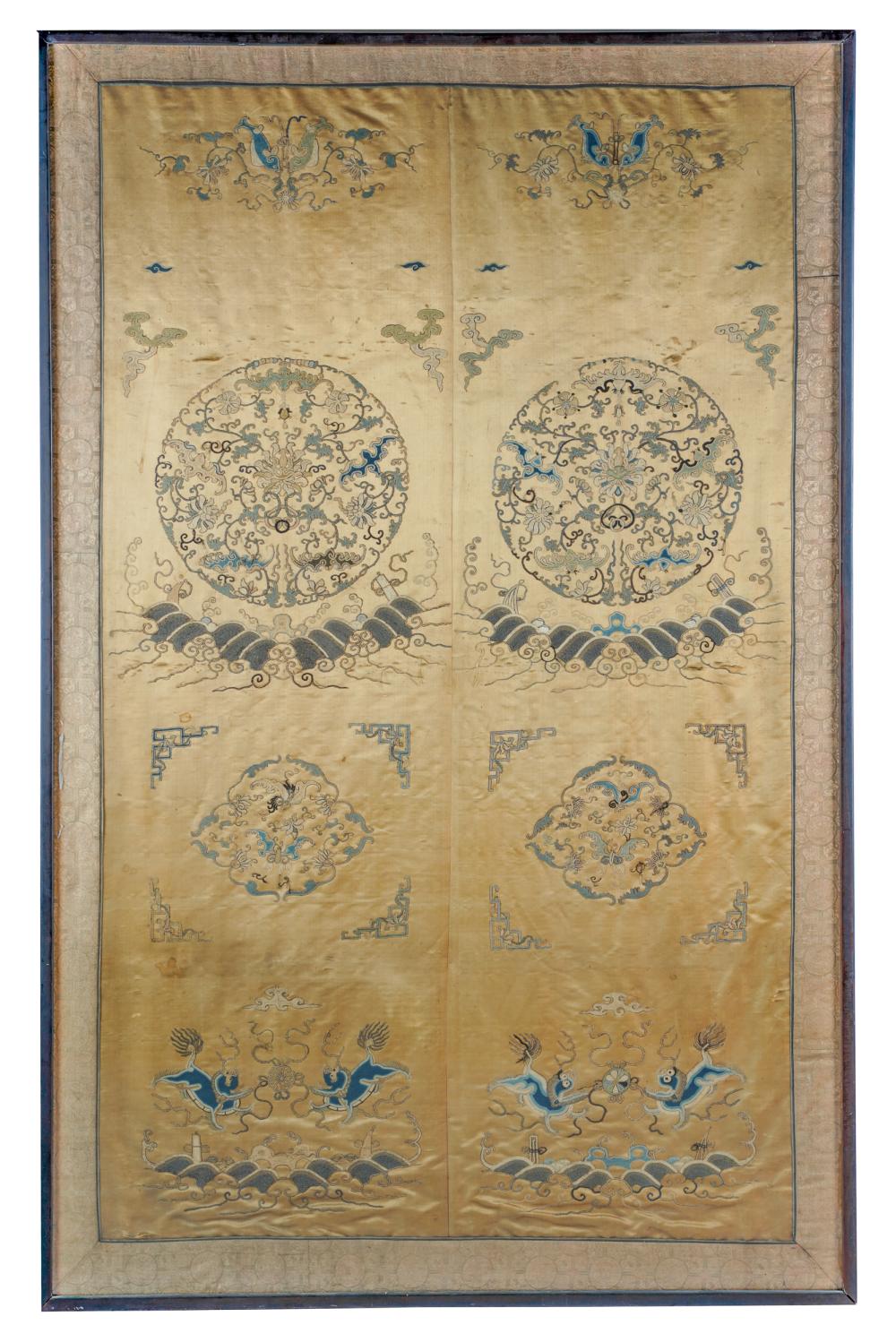 CHINESE EMBROIDERED SILK PANELframed