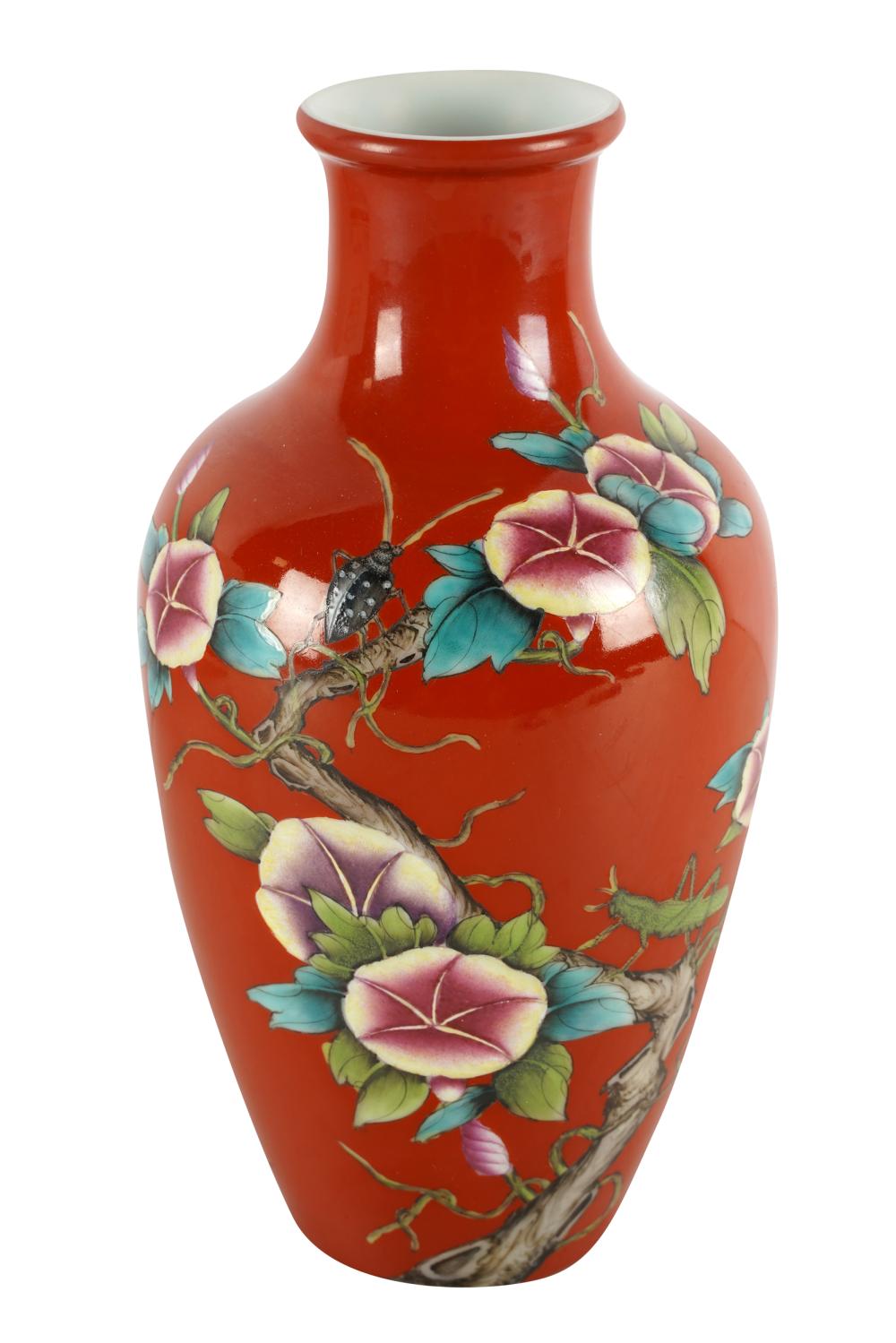 CHINESE RED GLAZED PORCELAIN VASEblue 333461