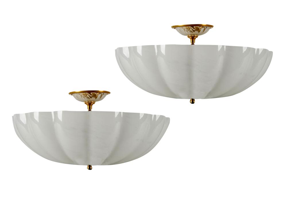 PAIR OF BRASS GLASS CEILING FIXTURESwith 333469