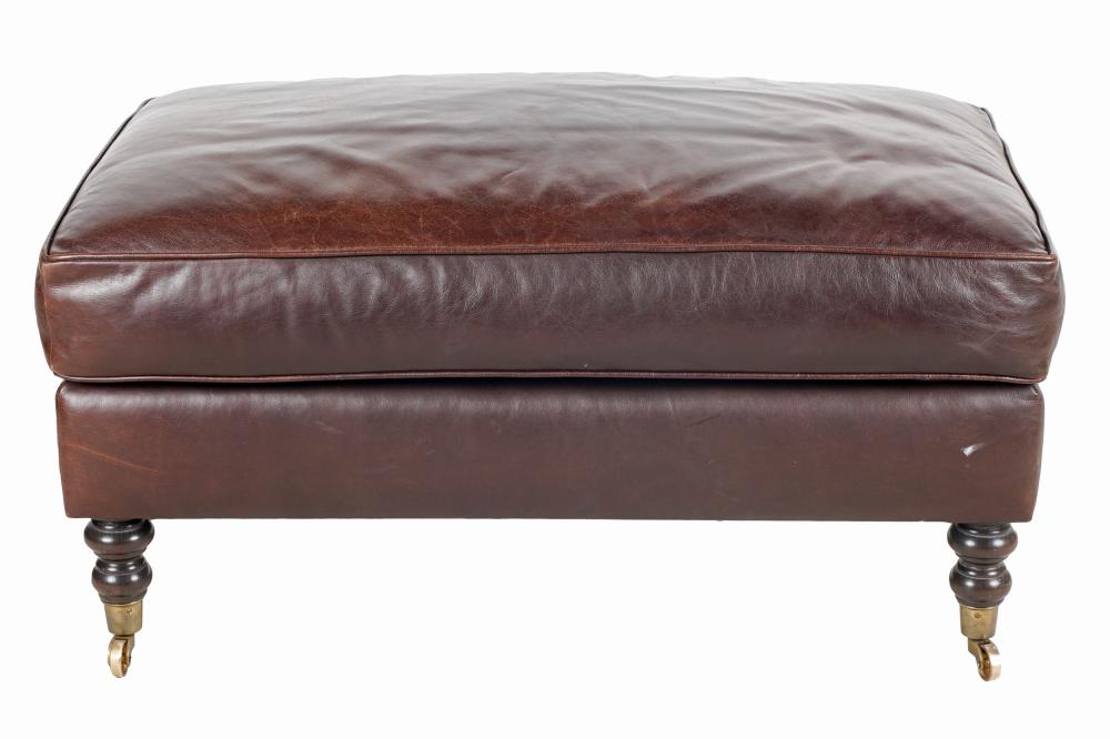 LEATHER-UPHOLSTERED OTTOMANwith