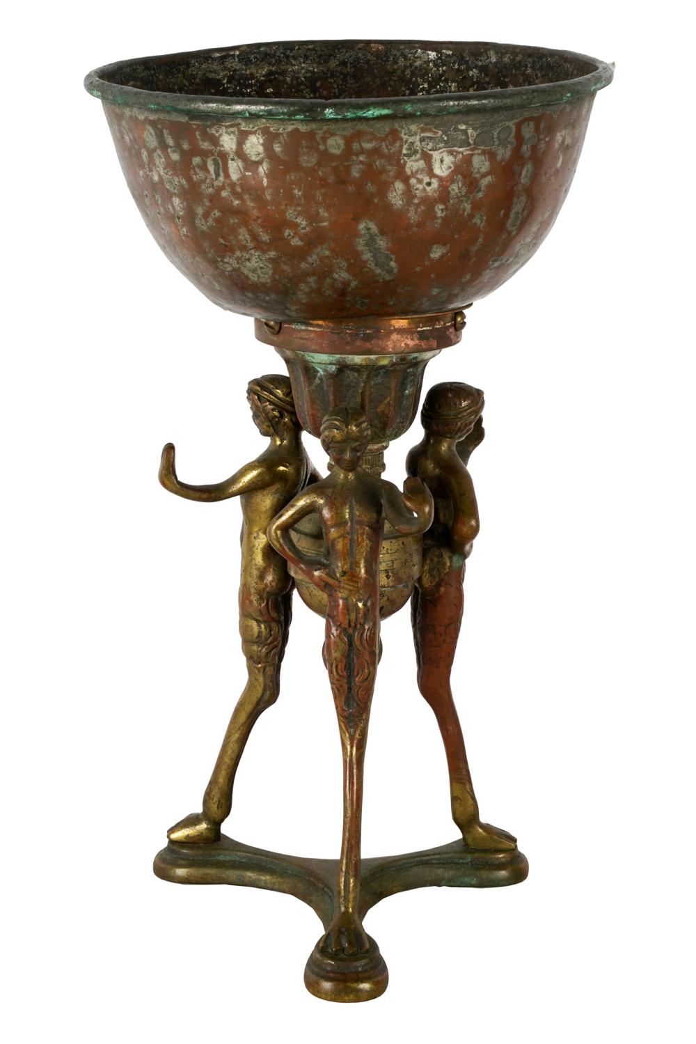 BRONZE FIGURAL TRIPOD LAMP BASEin