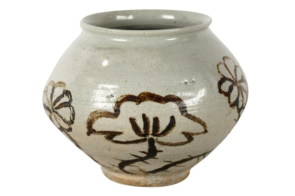 KOREAN GLAZED CERAMIC POTwith floral