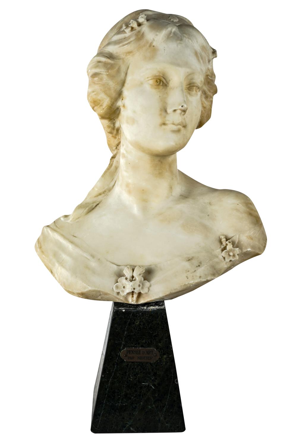 FRENCH MARBLE BUST: "PENSEE D'ART"marble,