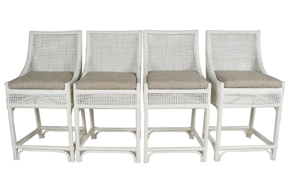 SET OF FOUR WICKER RATTAN BARSTOOLSunsigned  3334d8