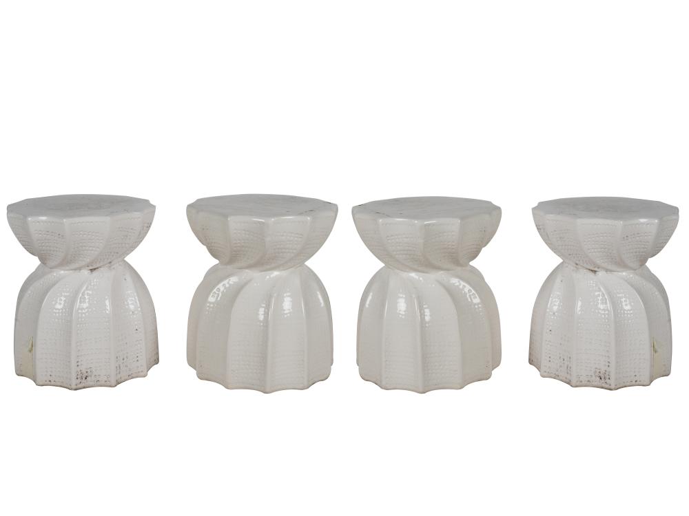 FOUR WHITE CERAMIC GARDEN SEATSCondition  3334fa