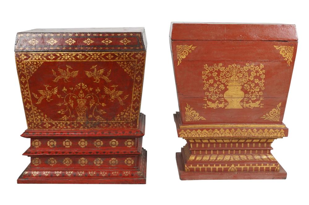 TWO THAI RED GILT LACQUERED BOXESCondition  3334fc