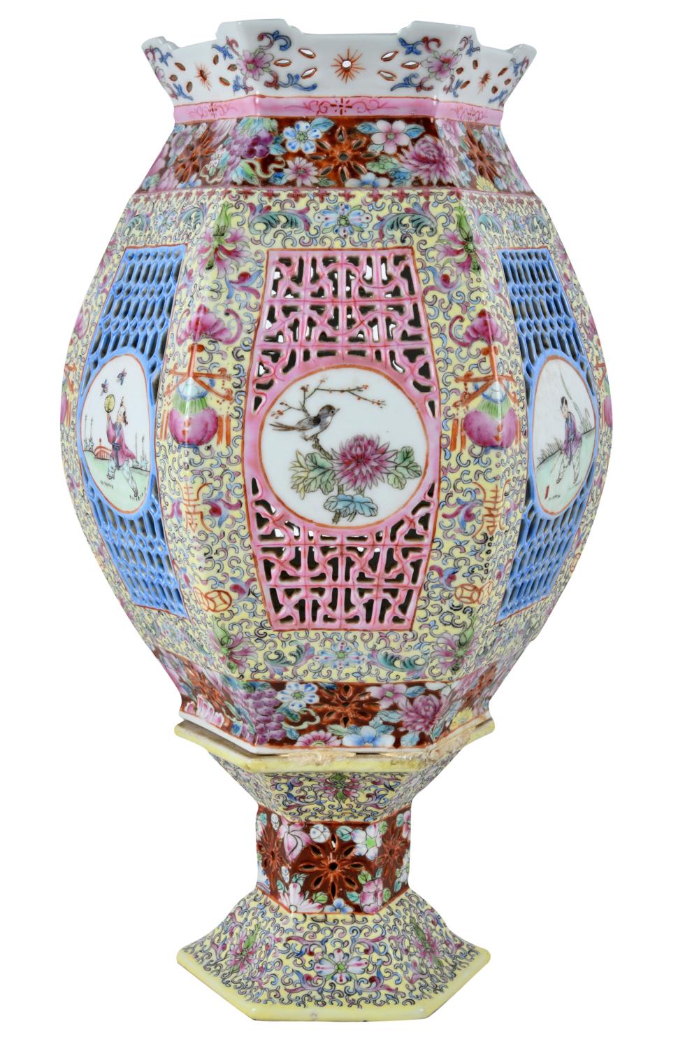 CHINESE PORCELAIN RETICULATED LANTERNwith