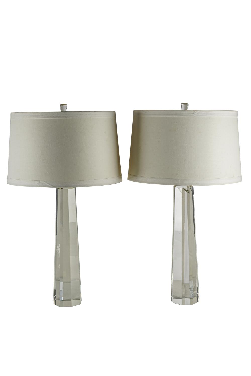 PAIR OF MODERN GLASS TABLE LAMPSCondition  33351f