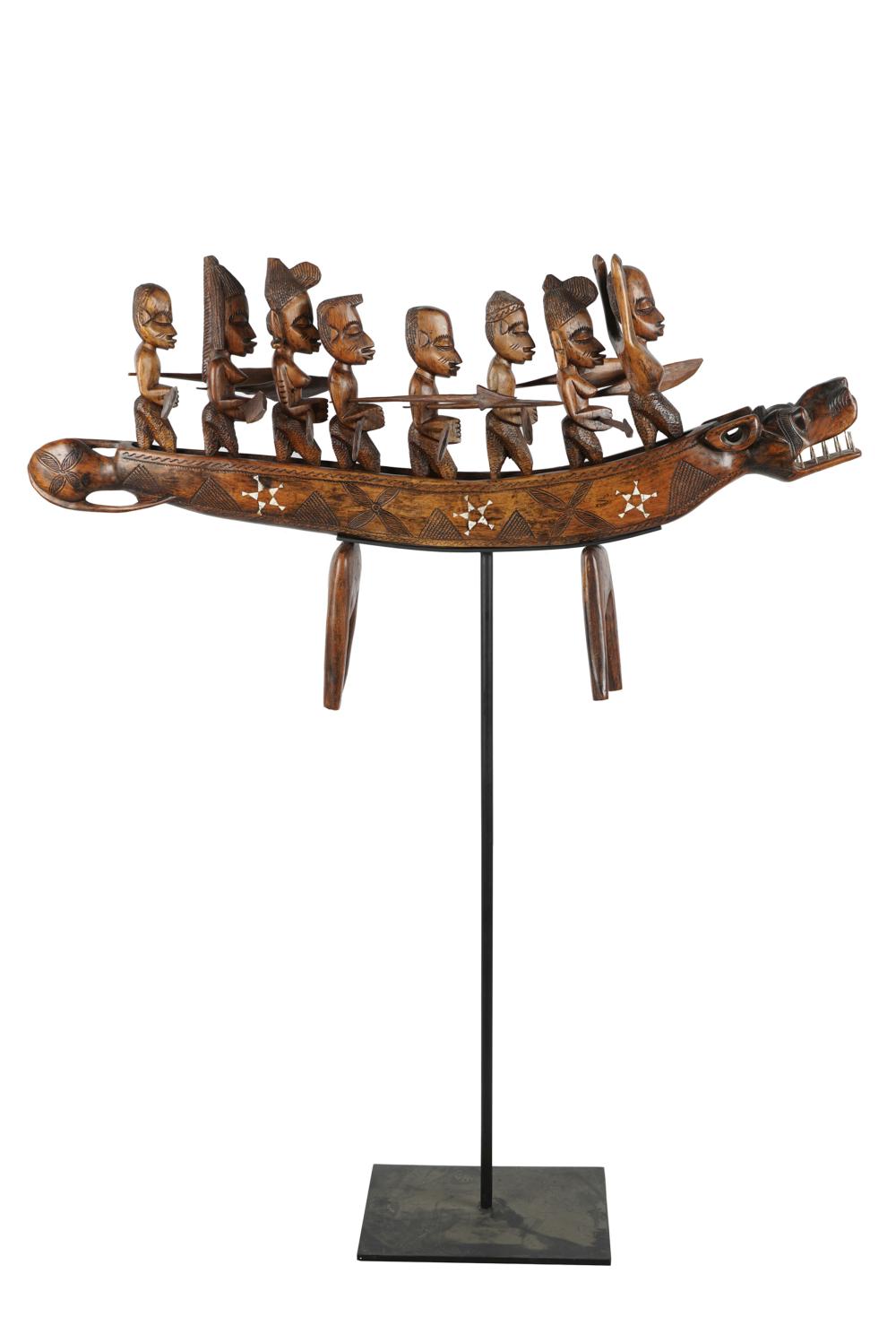 NIGERIAN INLAID WOOD BOAT CARVINGthe