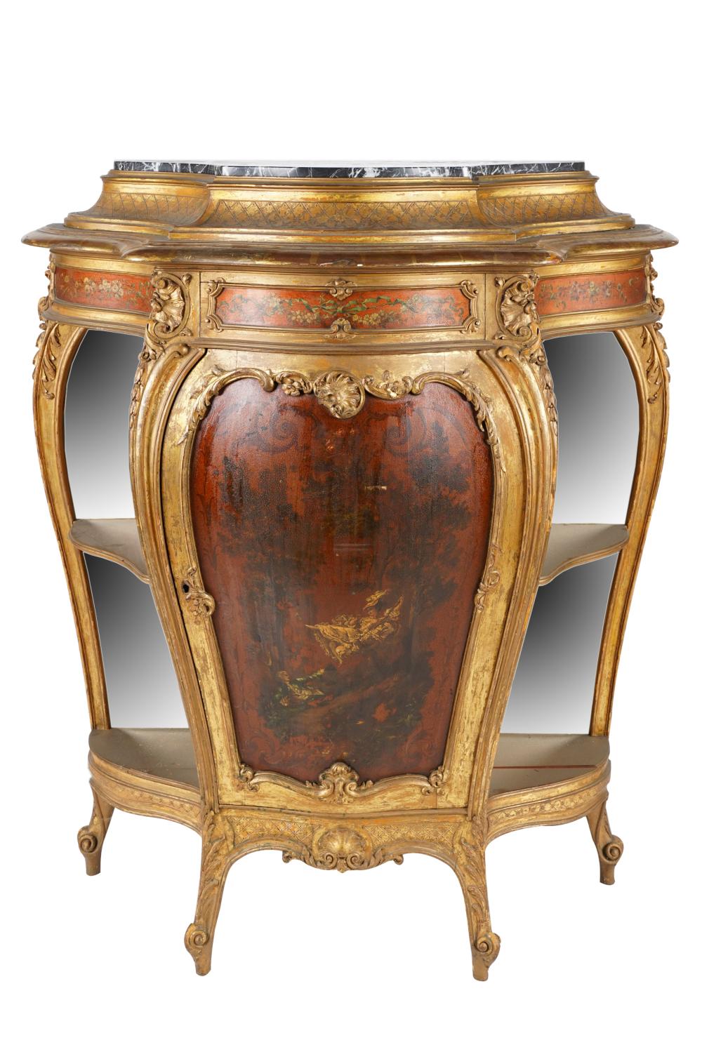 ROCOCO STYLE GILT & PAINTED WOOD