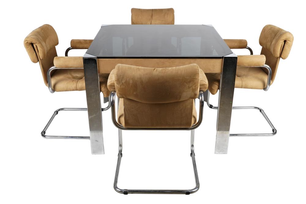 PACE SUEDE & CHROME GAME TABLE & CHAIRSthe