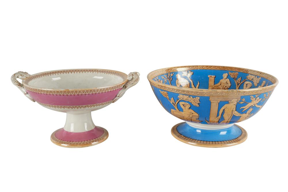 TWO VICTORIAN PORCELAIN FOOTED