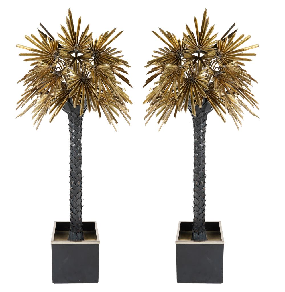 PAIR OF MODERNIST METAL PALM TREE 3335a8