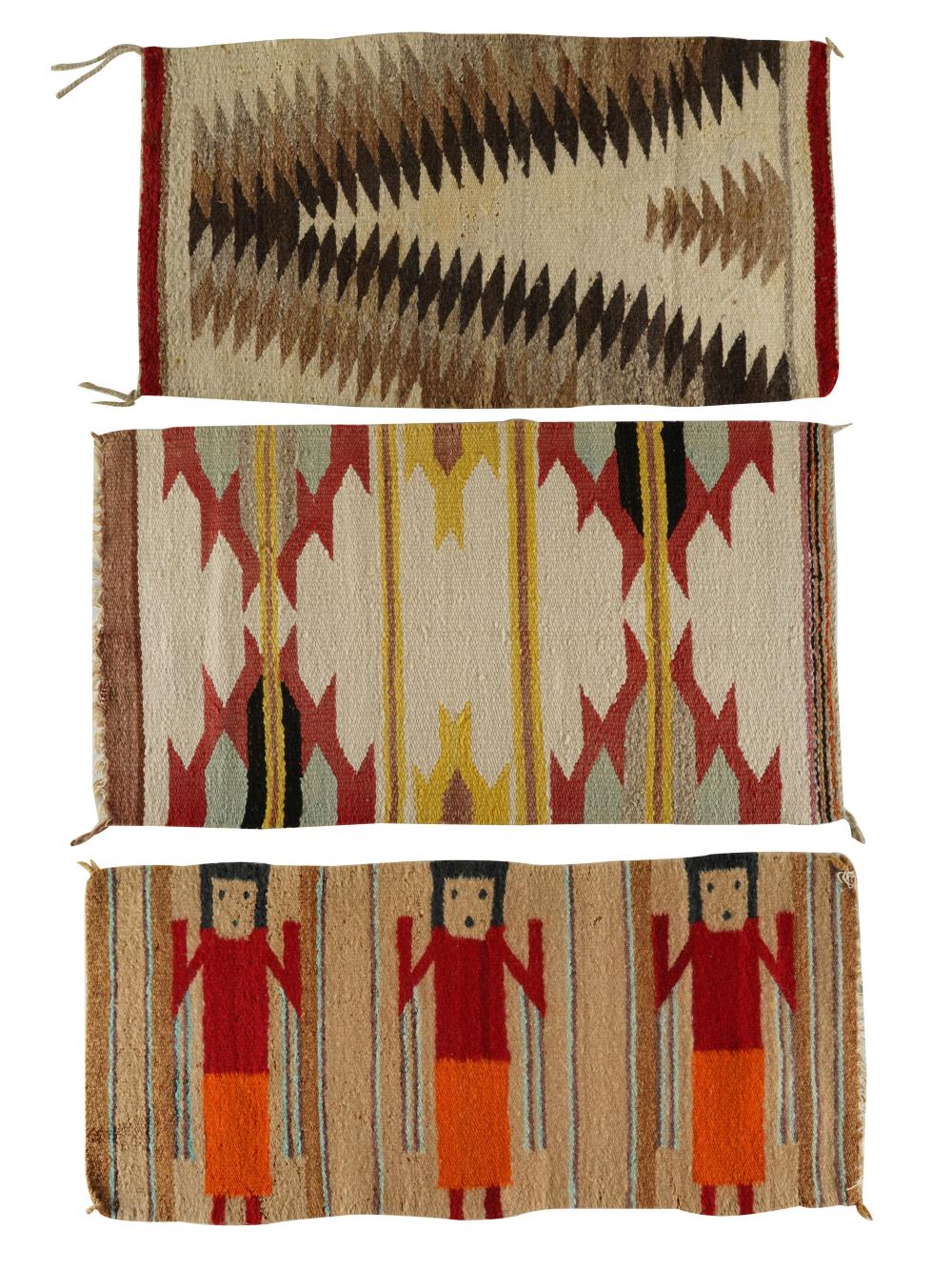 THREE NAVAJO WOOL RUGSthe first: