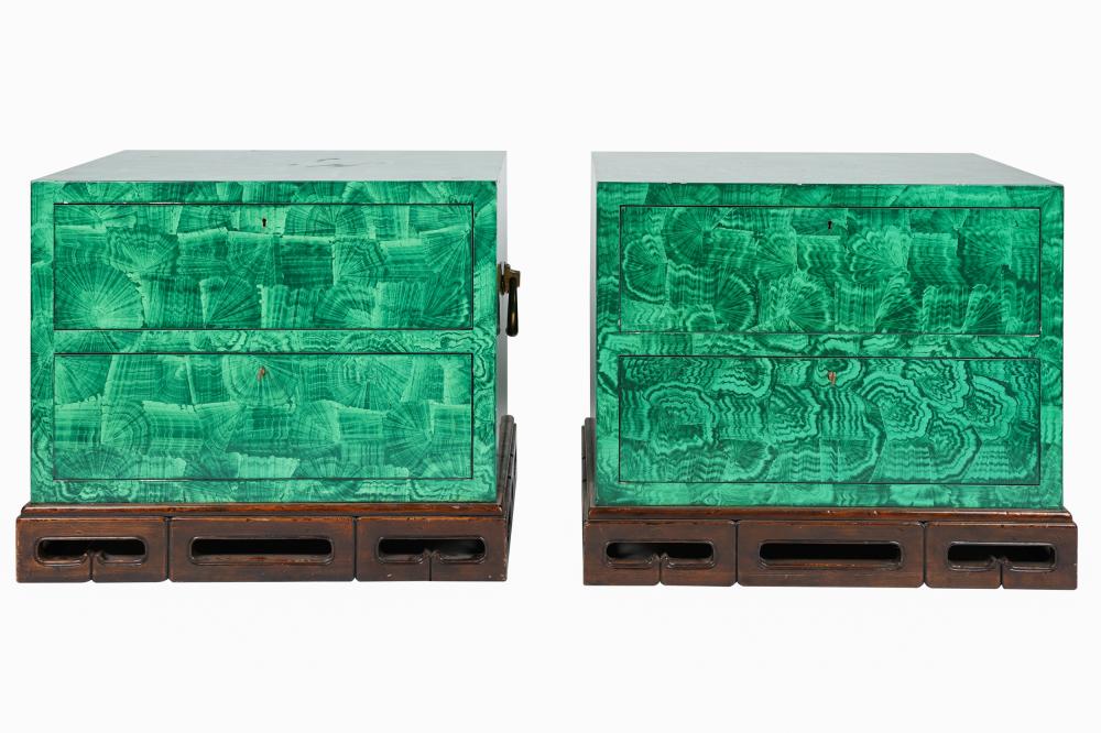 PAIR OF FAUX MALACHITE CHESTS OF 333631