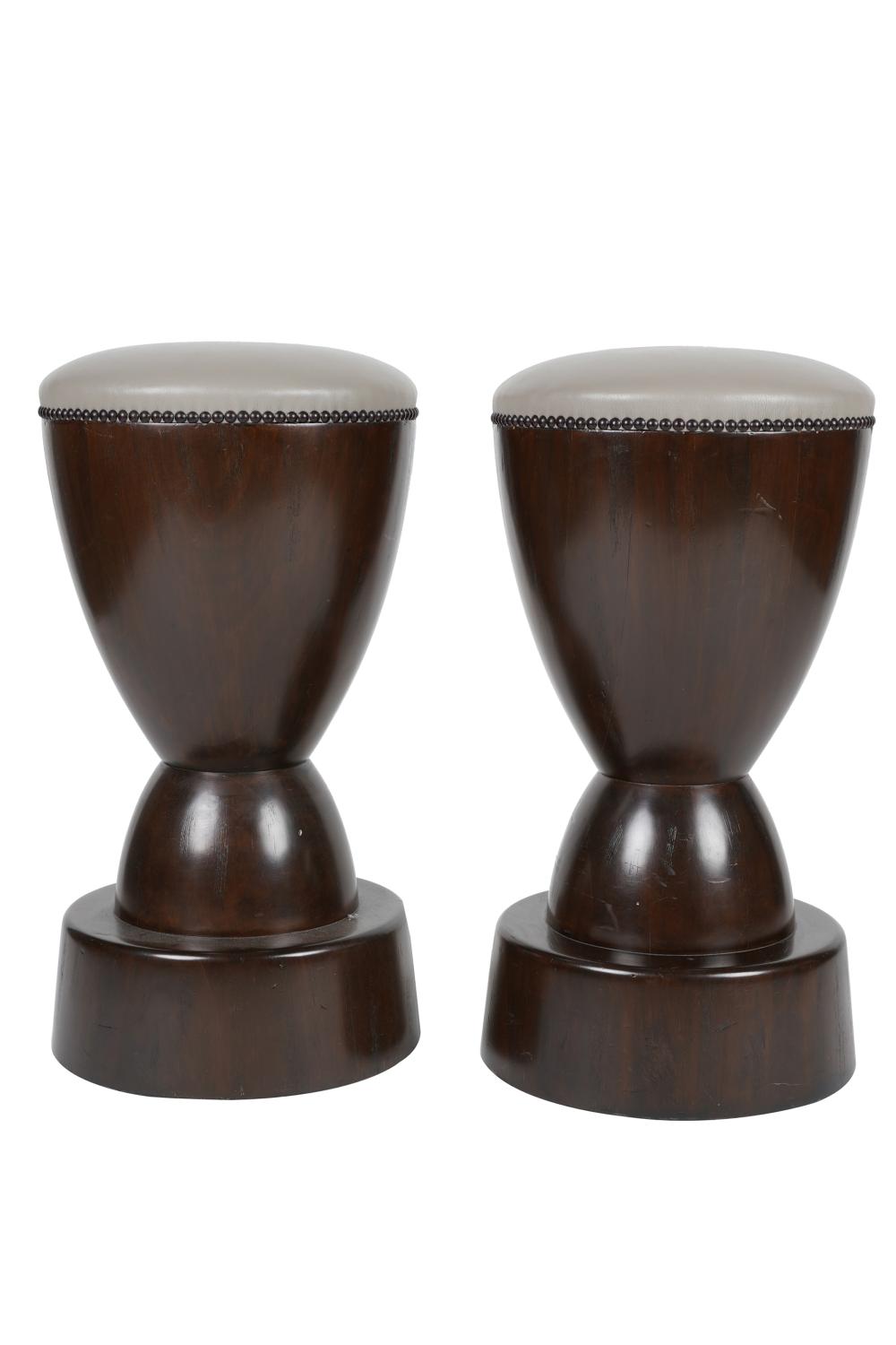 PAIR OF STAINED WOOD BAR STOOLSunsigned  333648