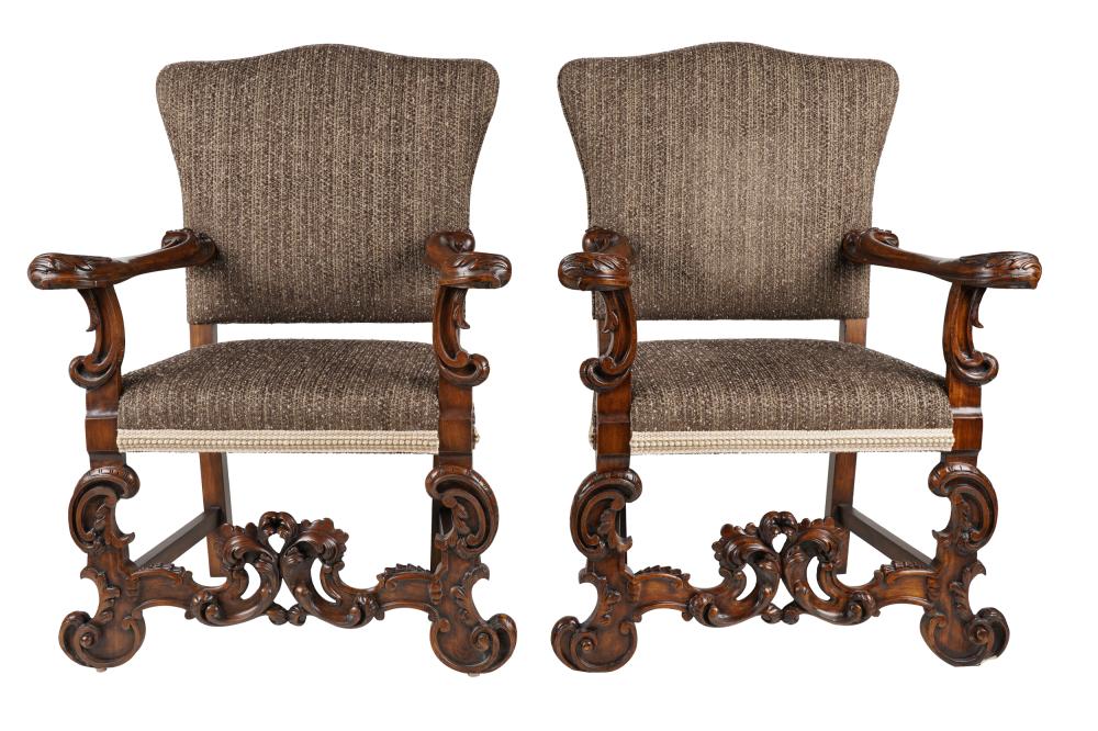 PAIR OF BAROQUE-STYLE CARVED WALNUT