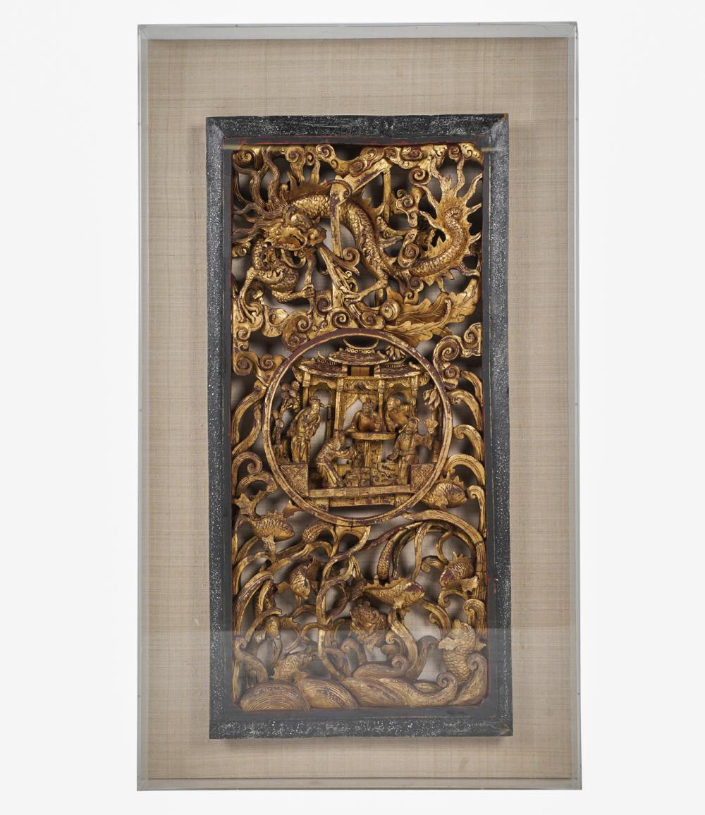 CHINESE CARVED GILT WOOD PANELornately 333652