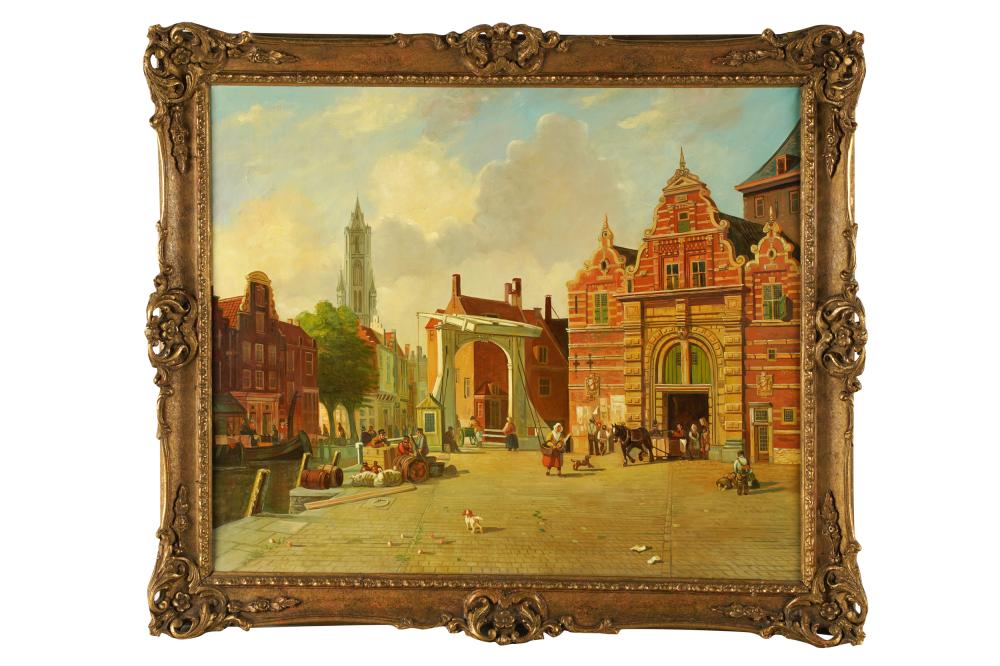 DUTCH STYLE STREET SCENEoil on 33368d