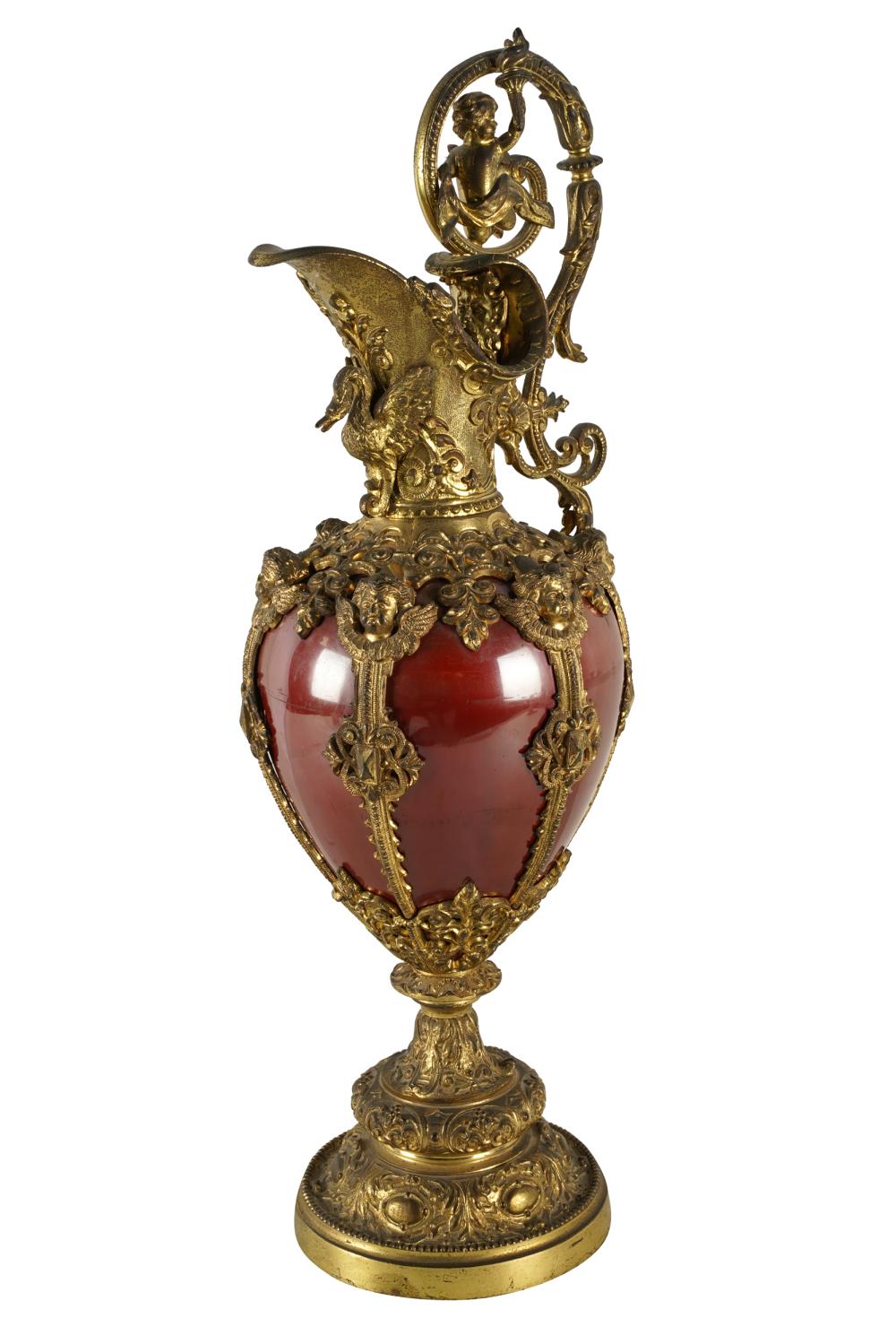 CONTINENTAL GILT & RED-ENAMELED