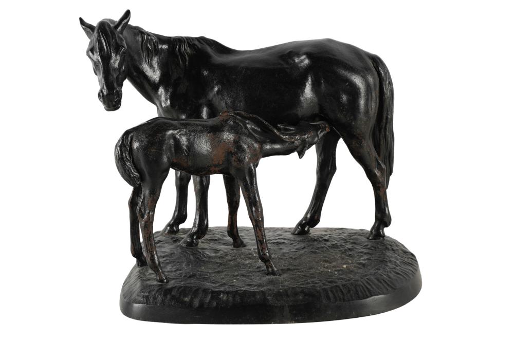 PATINATED METAL HORSE GROUPunsigned  3336db