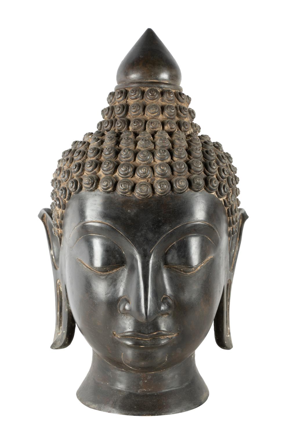 LARGE THAI BRONZE HEAD OF BUDDHACondition: