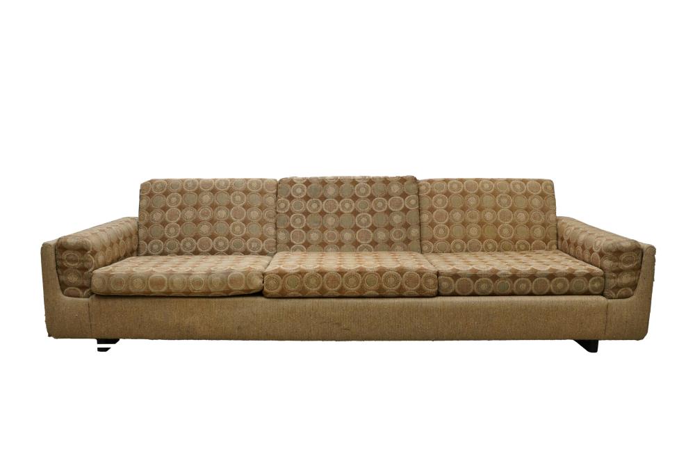 MID-CENTURY MODERN BROWN-UPHOLSTERED