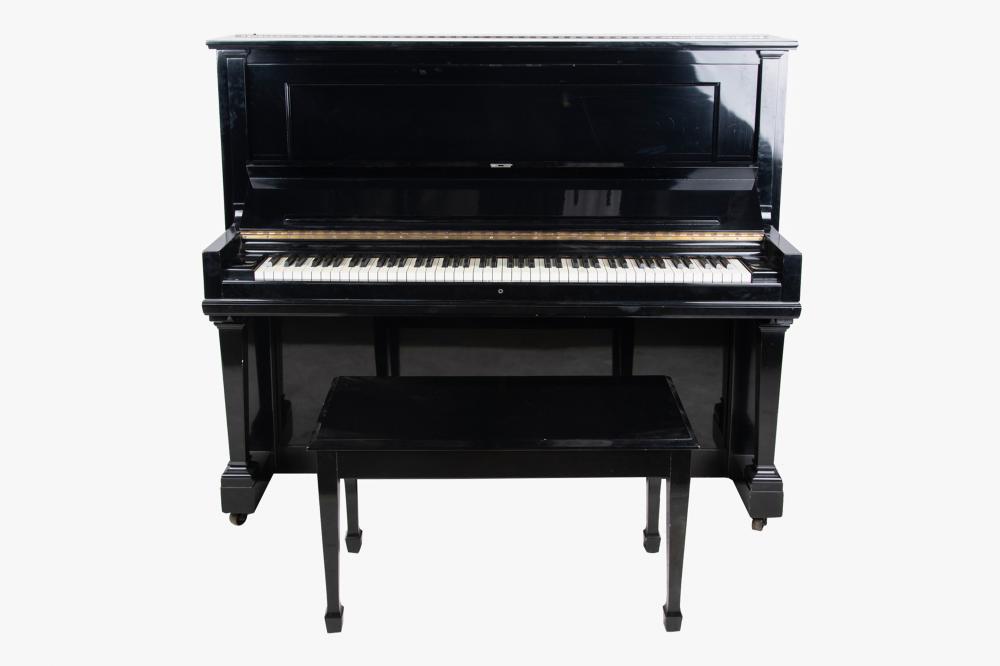 STEINWAY SONS EBONY UPRIGHT PIANOmodel 333779