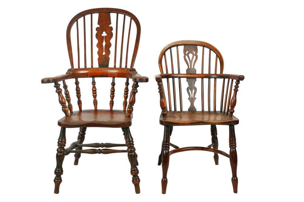 TWO WINDSOR ARMCHAIRSthe larger
