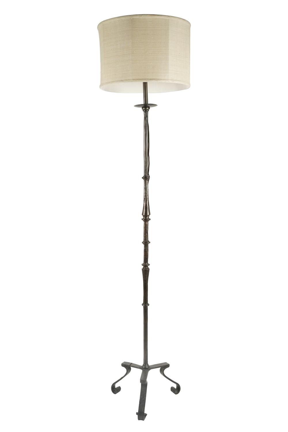 IRON FLOOR LAMPwith fitted shade: