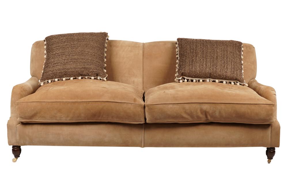 SUEDE UPHOLSTERED SOFAunsigned;