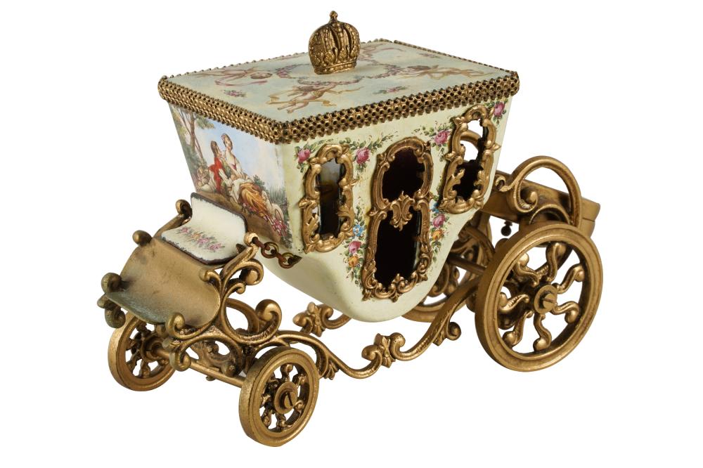 ENAMEL & GILT METAL CARRIAGE-FORM