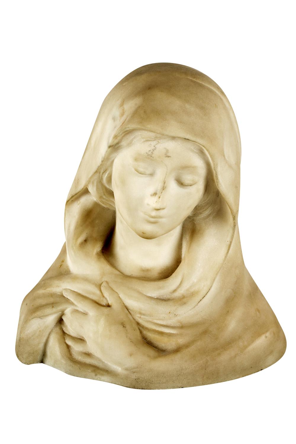 CARVED MARBLE BUST OF A WOMANsigned 333870