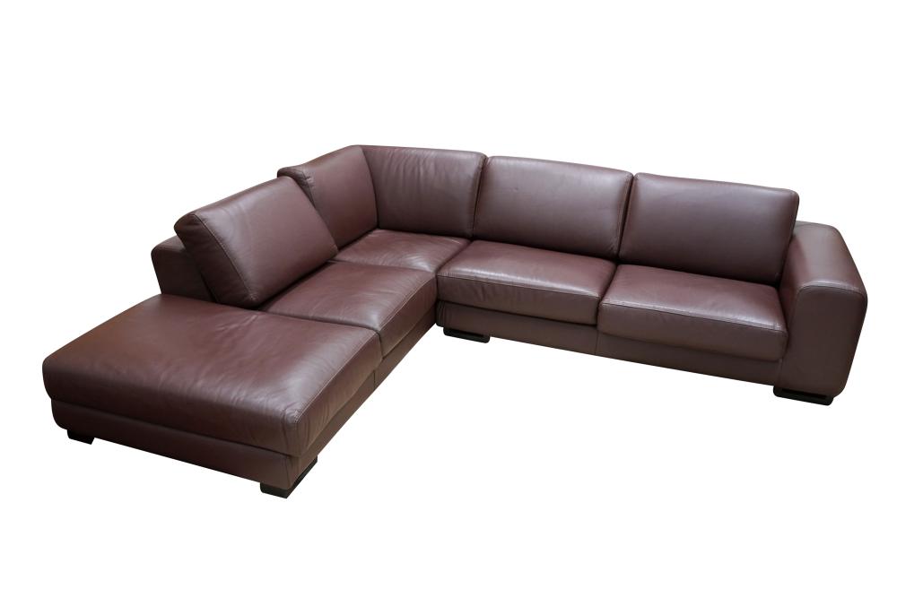 ROCHE BOBOIS: BROWN LEATHER SECTIONAL
