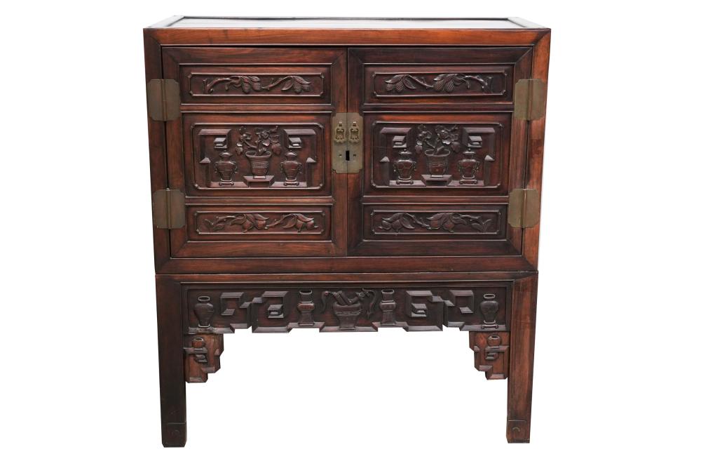 CHINESE CARVED HARDWOOD CABINET