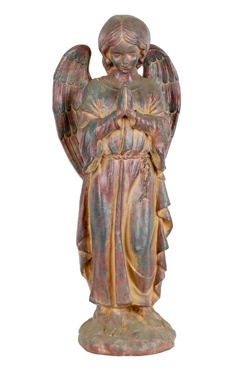 CARVED PAINTED WOOD ANGEL FIGUREmid 20th 3338a7