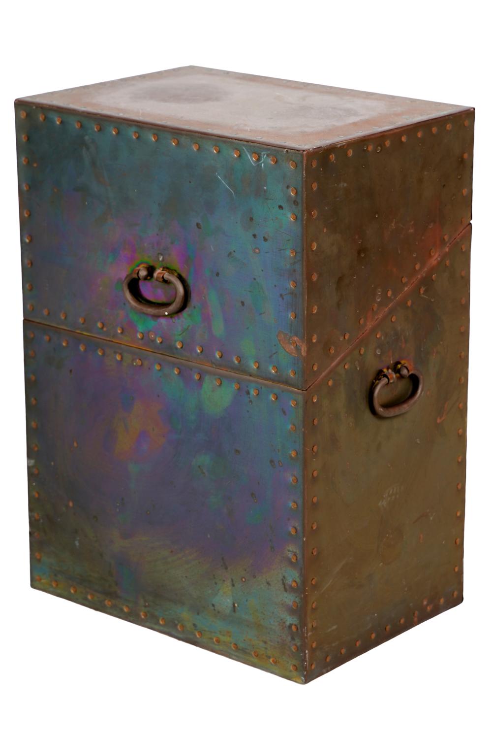 BRASS-CLAD BOXthe hinged lid concealing